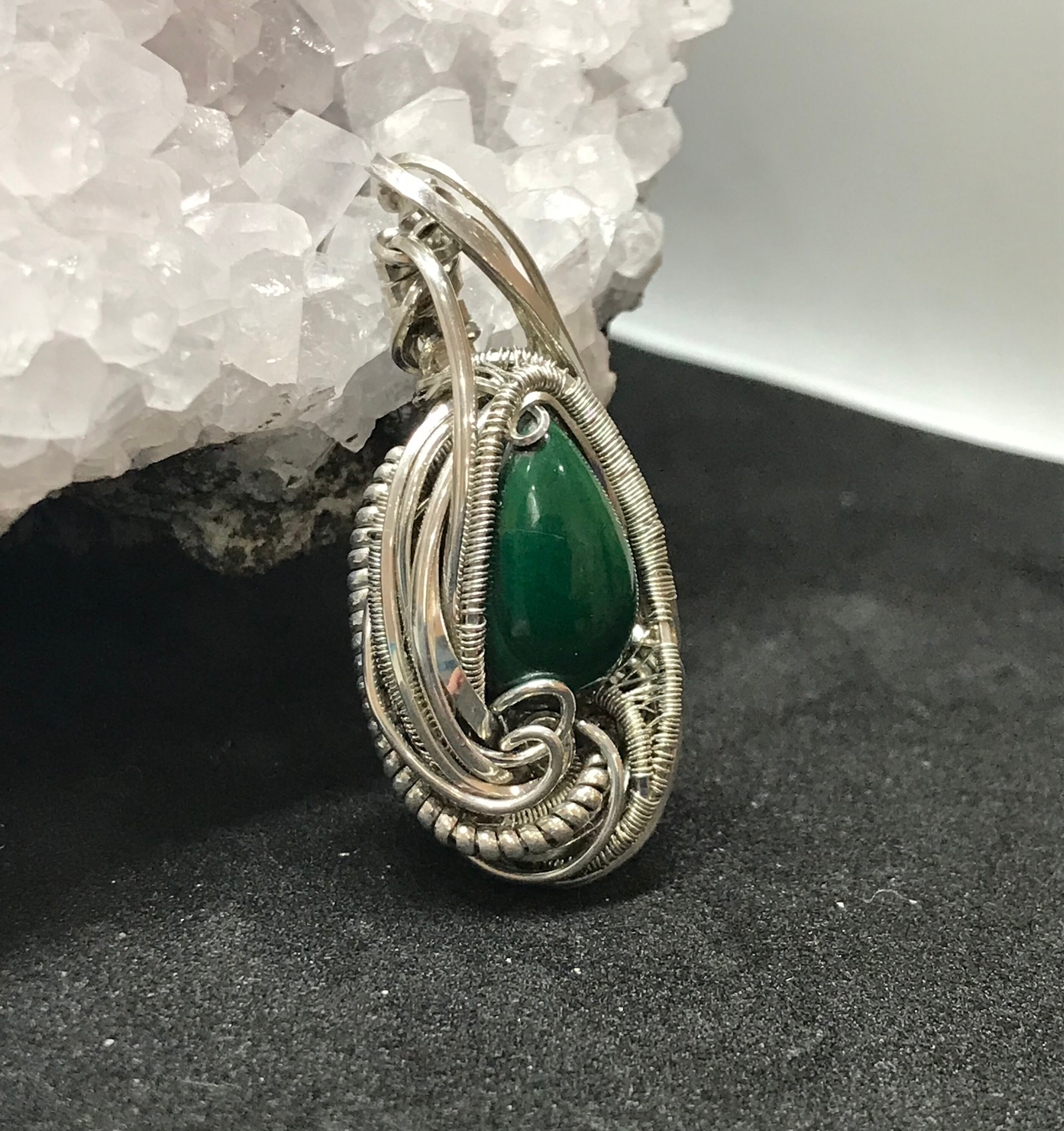 Serpentine Wire Wrapped Pendant in Sterling Silver - Etsy UK