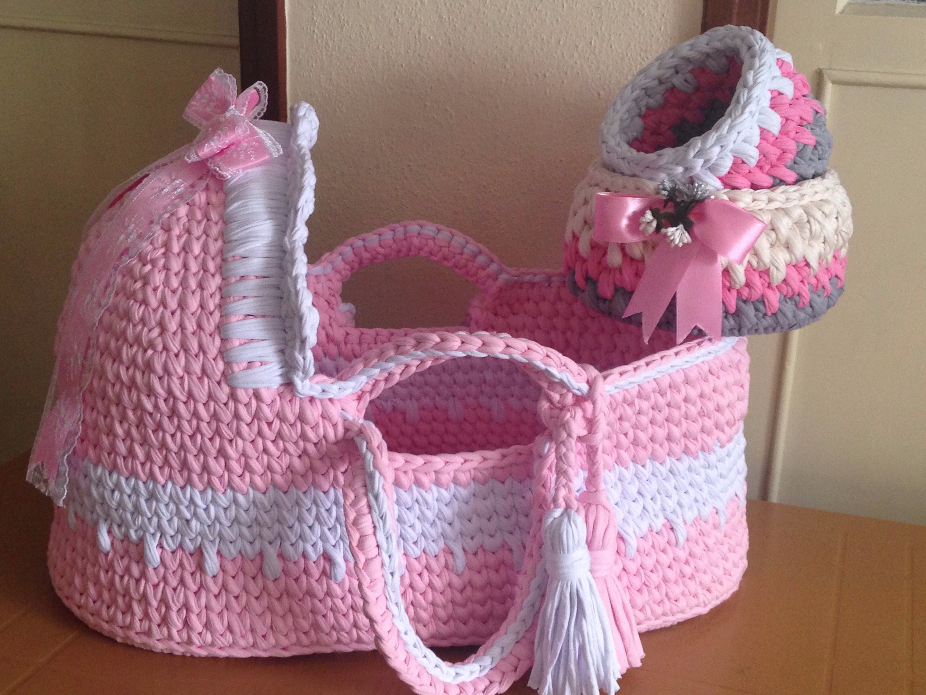 Powder Pink Baby Moses Basket Baby Crocheted Moses Etsy