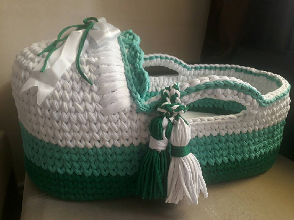 Baby boy Moses basket baby carry cot tshirt yarn basket baby Etsy