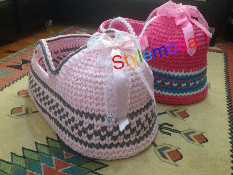 Twins Crochet Baby Moses Basket Baby Crocheted Etsy