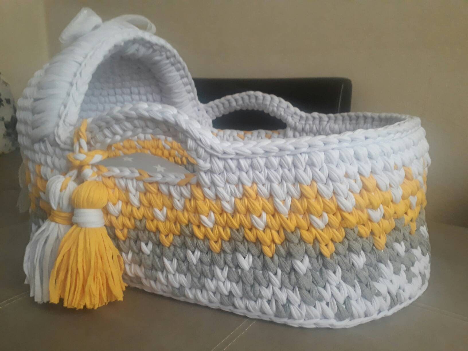 Baby Moses basket baby carry cot tshirt yarn basket baby boy Etsy