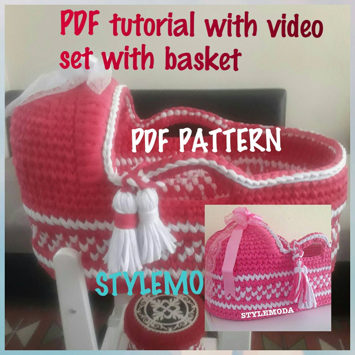 PDF Crochet Pattern Moses Basket Moses Basket Cradle Tutorial Etsy UK