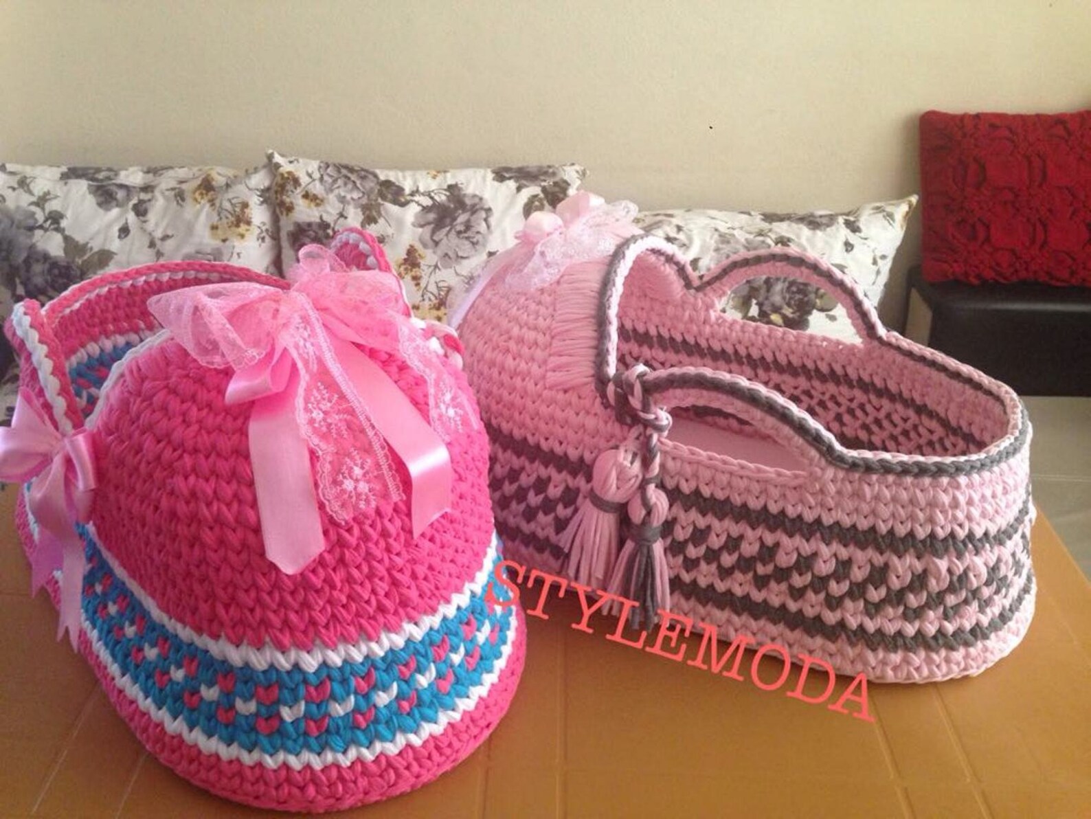 Twins Crochet Baby Moses Basket Baby Crocheted Etsy