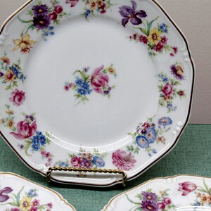 Thomas salad plates wild flower/ floral design with gold rim /pink roses  made in Germany set of 3 #7396