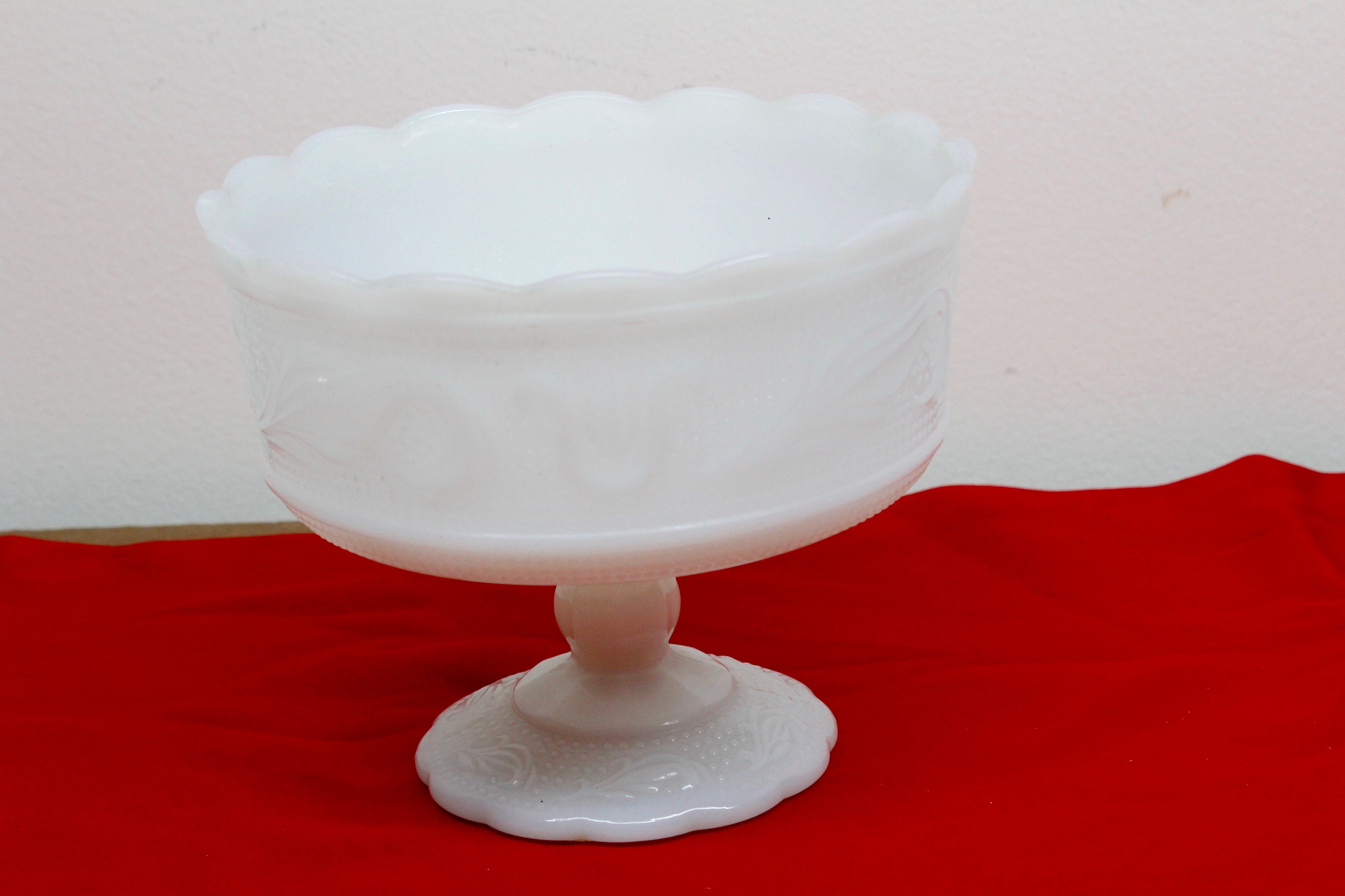 Vintage Milk Glass Pedestal Candy Dish Decorative Glass Bowl Etsy