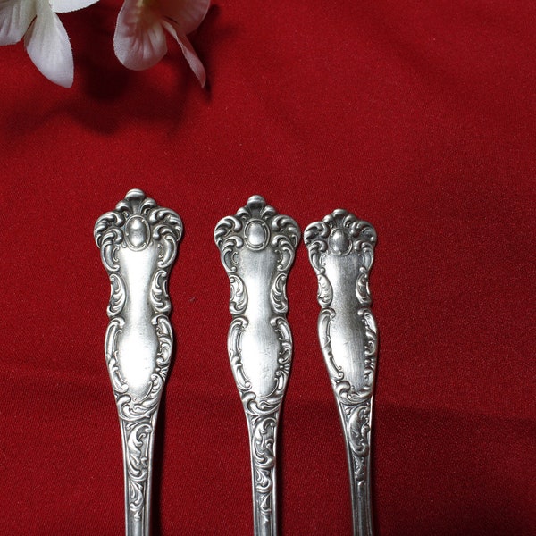3 Antique Wm Rogers & Son silver plate fork and spoon " Oxford Pattern"1901/ sugar spoon,dinner fork and salad fork