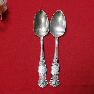 2 Oneida Community Silverplate  Souvenir Spoons collection Massachusetts and California