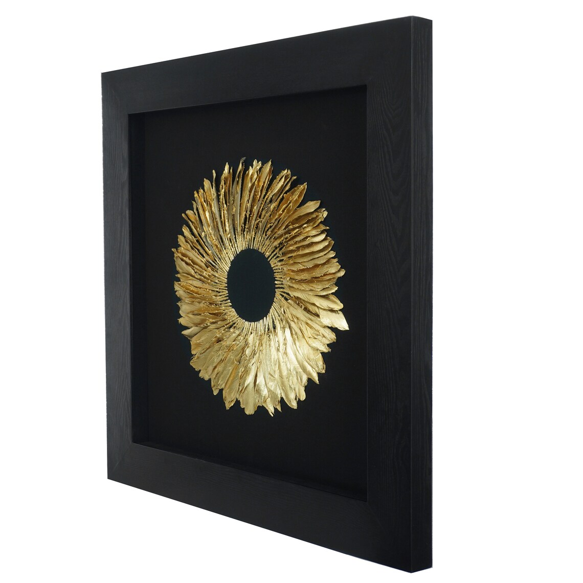 Golden Feather Wreath Shadow Box Wall Décor MS30039 Etsy