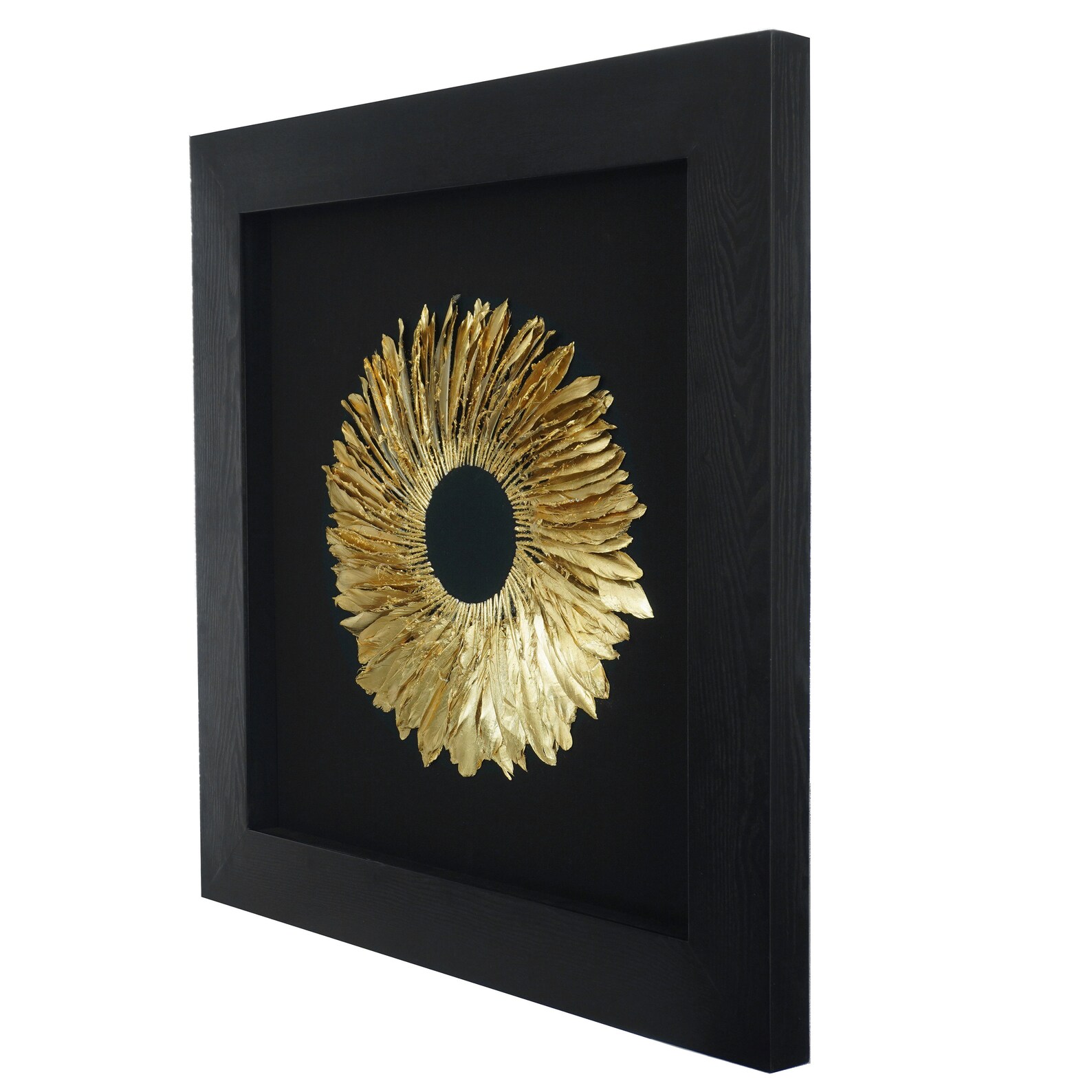 Golden Feather Wreath Shadow Box Wall Décor MS30039 Etsy