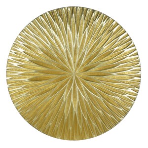 YuDeco Golden Pine Wood Carving Plate Wall Décor