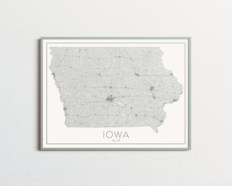 Iowa Wall Art, Home Decor, Personalized Gift, Map, Iowa State Map