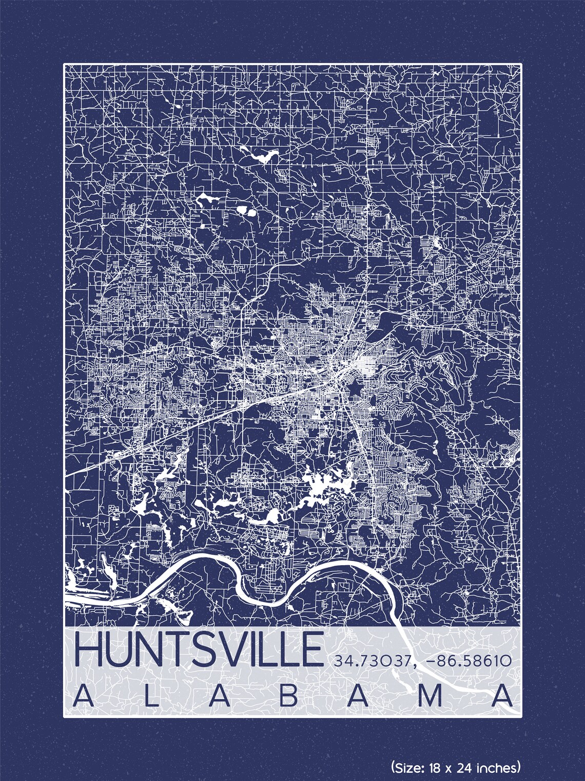 Huntsville Alabama City Map Print Poster Blueprint Plans | Etsy