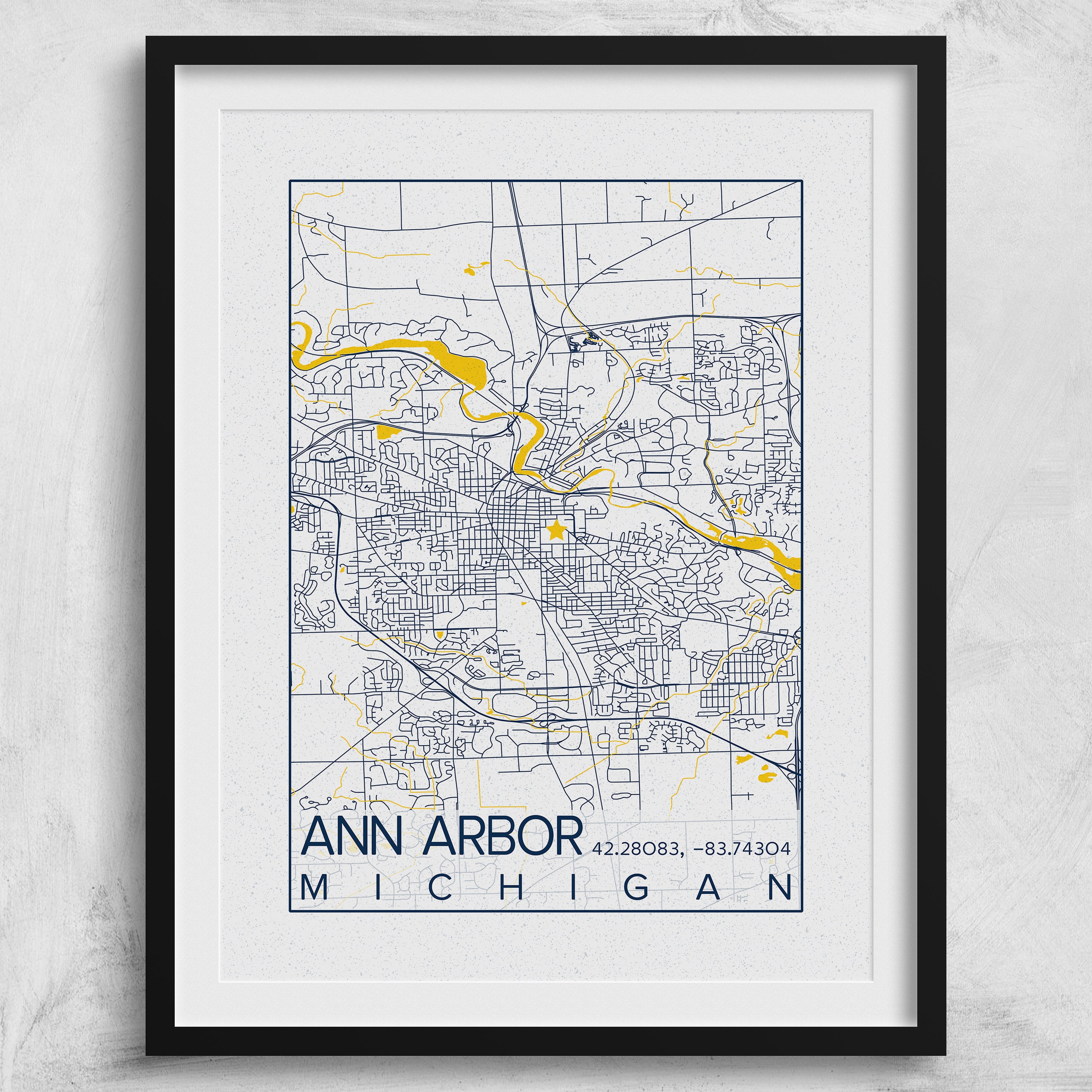 Ann Arbor Map University of Michigan Poster Print City of Ann | Etsy