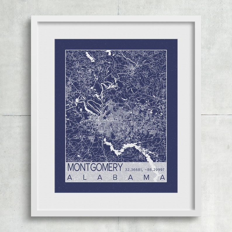 Montgomery Alabama City Map Print Poster Blueprint Plans - Etsy