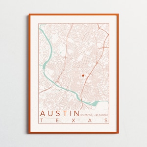 Austin Map University of Texas Print City of Austin Map - Etsy