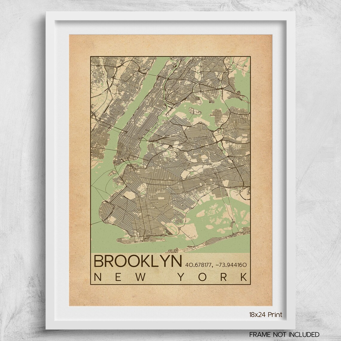 Brooklyn New York City Print City Map Street Map Art Custom - Etsy