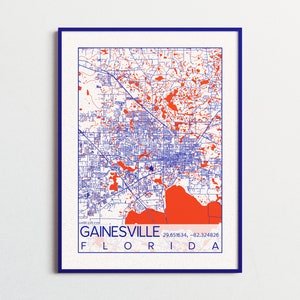 Gainesville Map University of Florida Print City of - Etsy