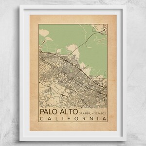 Palo Alto City Map Print Poster Blueprint Plans Palo Alto - Etsy