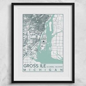 Grosse Ile City Print, City Map, City Map Poster, City Map Print, City