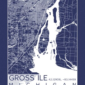 Grosse Ile City Print, City Map, City Map Poster, City Map Print, City