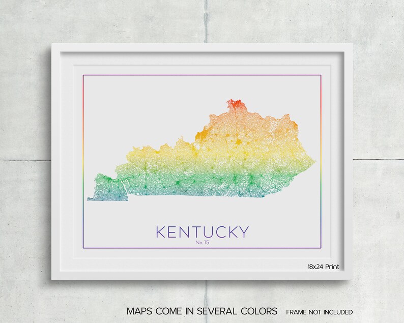 Kentucky Wall Art Map Art Print Wedding Decor Wedding Etsy