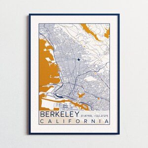 Berkeley California Map Poster UC Berkeley Print City Golden Bears Map ...