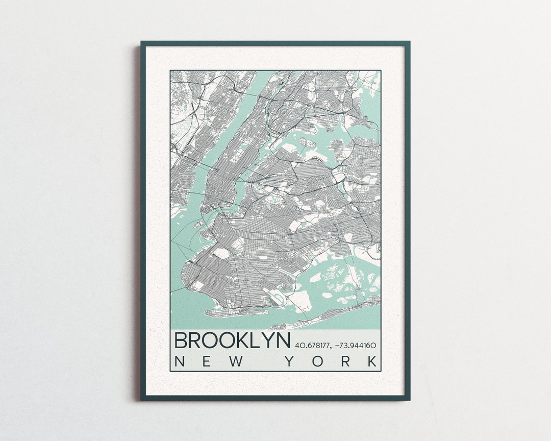 Brooklyn New York City Print, City Map, Street Map Art, Custom Map ...