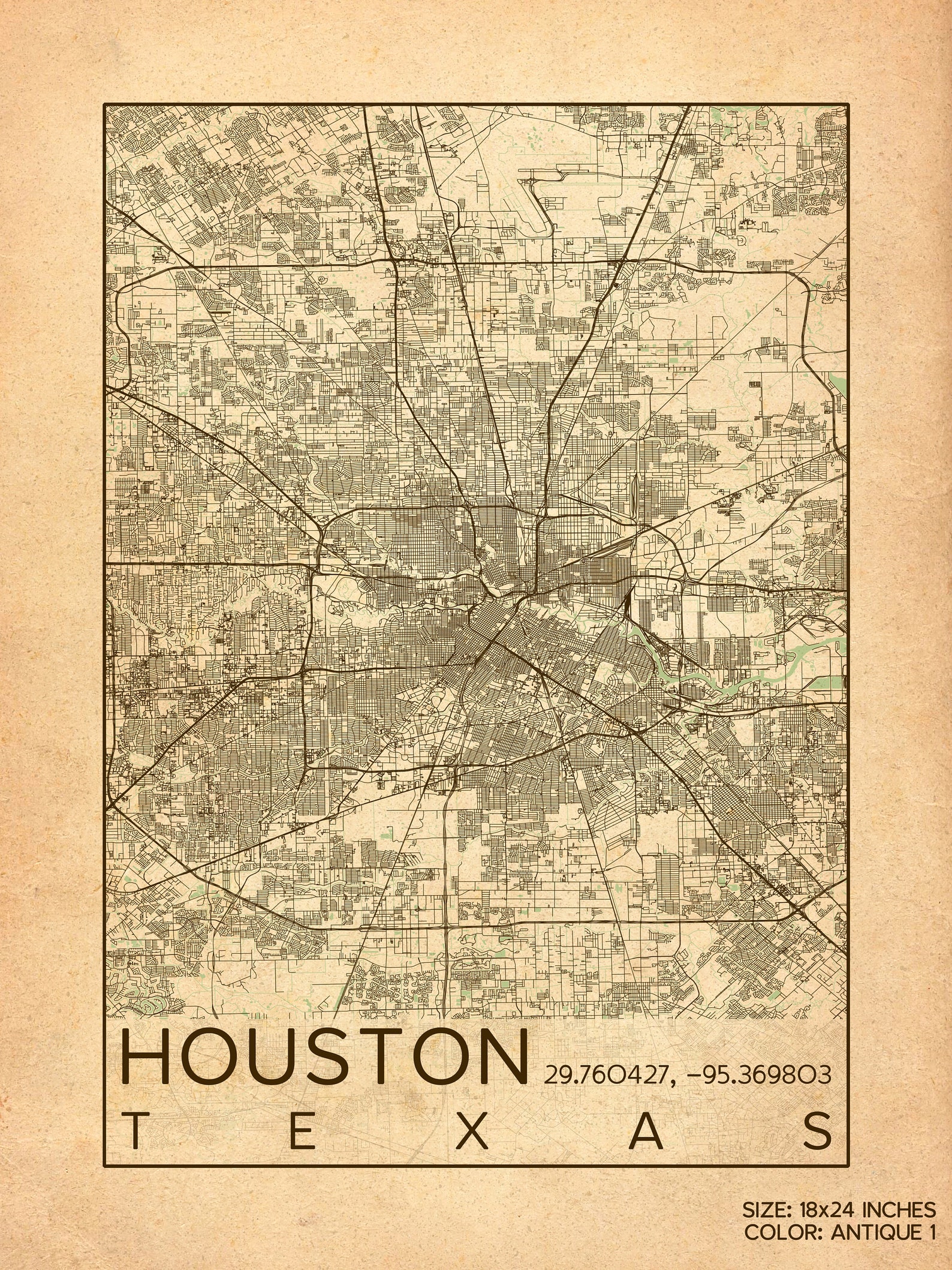 Houston City Map Print Poster Vintage Antique H Town Space Etsy Australia