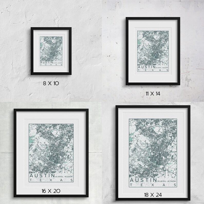 Tulsa Map Print Poster Blue Green Downtown Tulsa Oklahoma Okie Etsy
