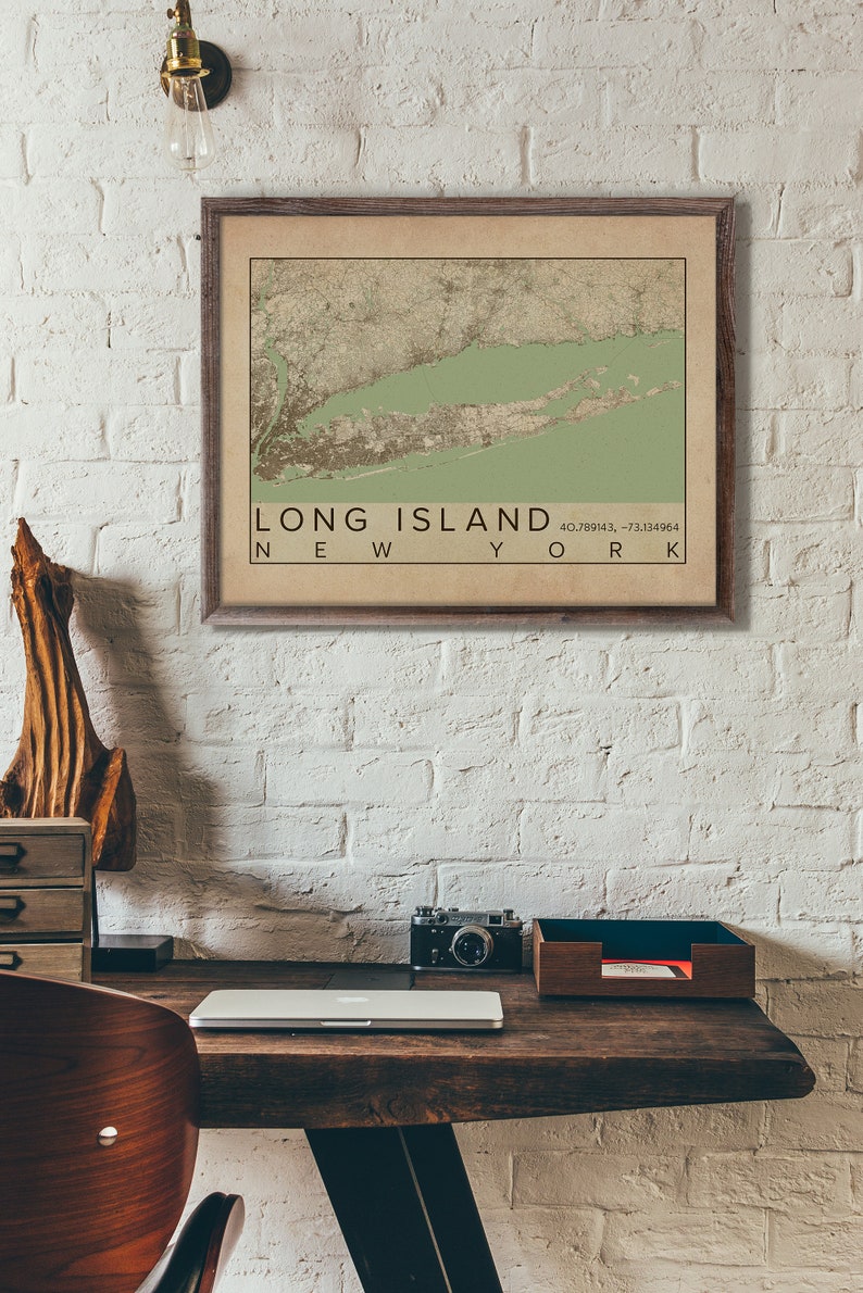 Long Island New York City Map Print Poster Antique Vintage - Etsy