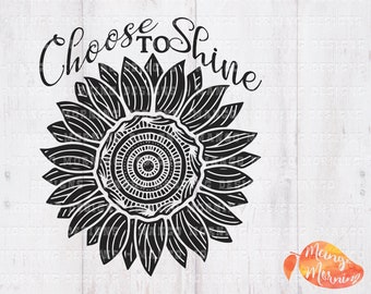 Sunflower Svg, Zentangle Svg, Sunflower Design, Sunflower Png, Sunflower Shirt, Motivational Svg, Gifts for Her, Svg files for Cricut, Files