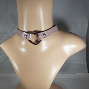 Pink Snake Skin Print Split Ring Leather Collar
