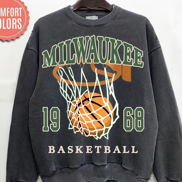 Comfort Colors Milwaukee Basketball Sweatshirt, Milwaukee Basketball Shirt, Vintage Style Milwaukee Basketball shirt, Milwaukee Basketball