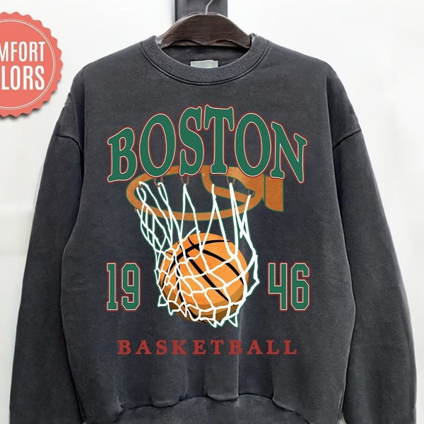 Comfort Colors Boston Basketball Sweatshirt, Boston Basketball Shirt, Vintage Style Boston Basketball shirt, Boston Basketball fan Gift