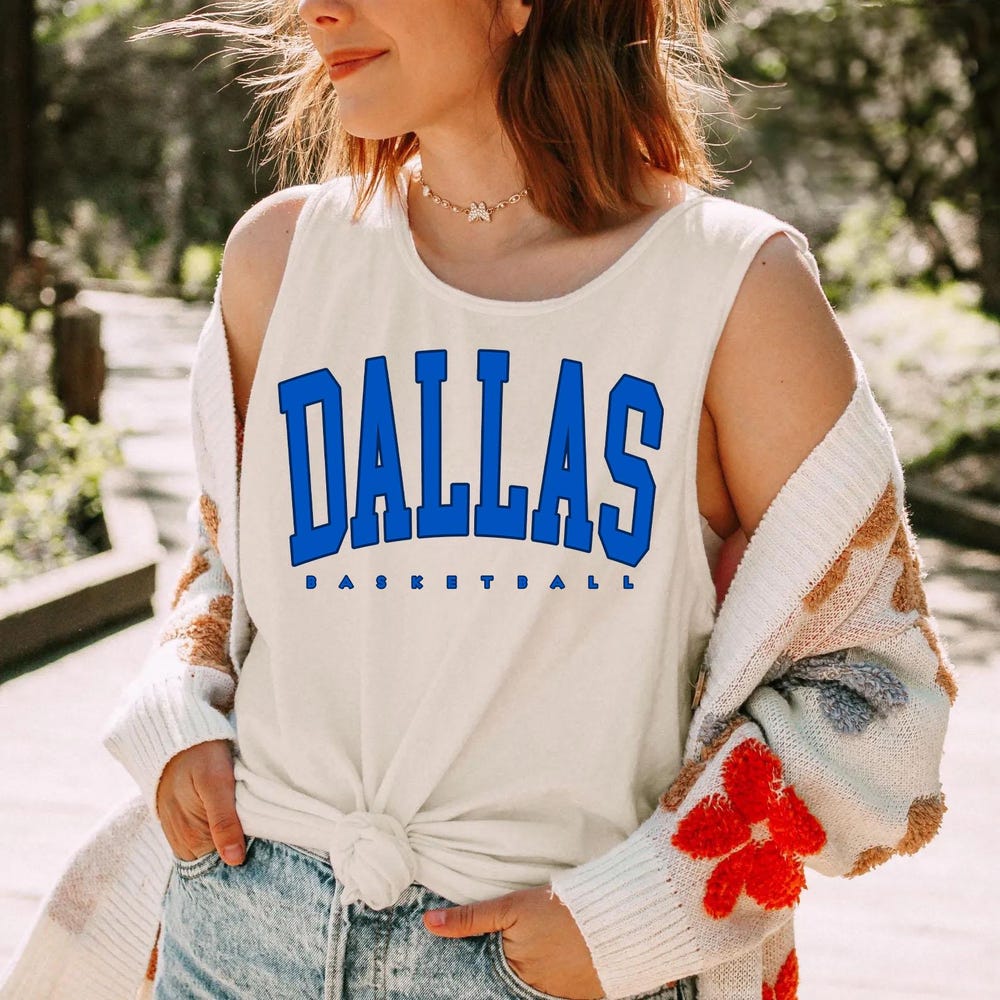 Snorider Design Comfort Colors Dallas Basketball Tank Top, Dallas Basketball Shirt, Vintage Style Dallas Basketball, Dallas Basketball Fan Gift