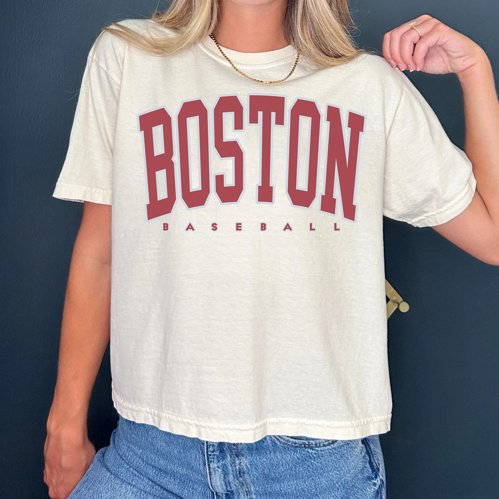 T-shirt court de baseball Boston vintage Chemise Boston T-shirt de baseball T-shirt Boston rétro Cadeau Boston Top court couleur confort