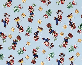 Mario on Blue Cotton Crib/Toddler Bedding