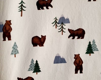 Bears in Woodland on Ivory Cotton Fitted Crib or Toddler Bed Sheet