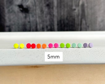 5mm stud earring| build your own stud set| neon colors|  embedded post| handmade with polymer clay| men jewelry| 13 colors