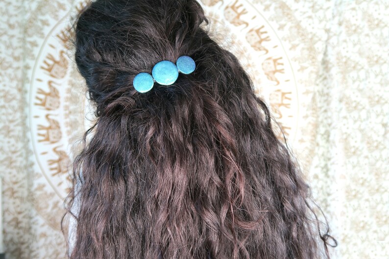 fire glitter handmade with polymer clay holographic glitter hair barrette statement hair piece Hair clip geometric hair accessory