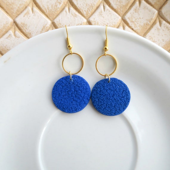 Funky Earrings Circle Drop Earrings Statement Earrings Gifts For Her Orange Earrings Clay Dangles Handmade Jewellery