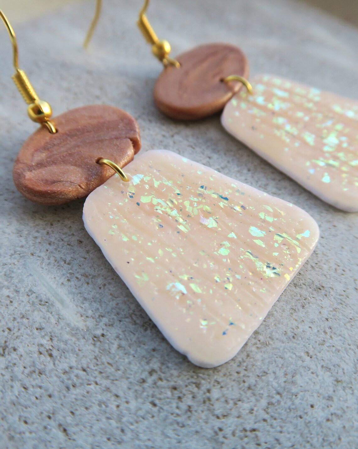 Handmade glitter earrings modern polymer clay earrings Etsy