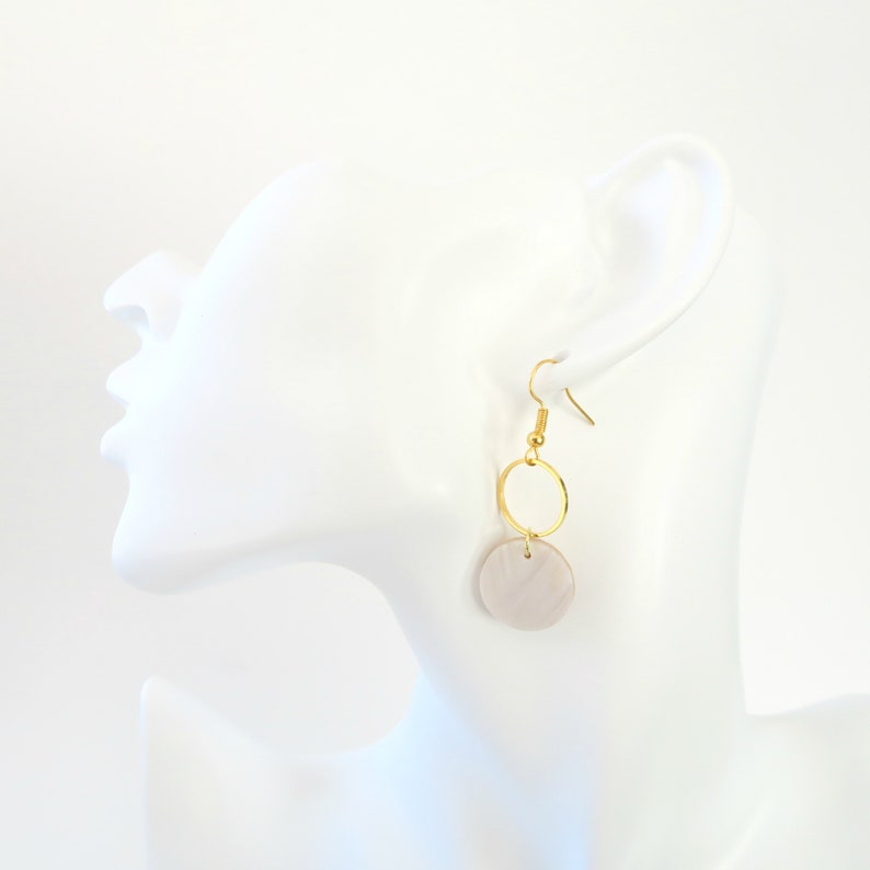 minimalist clay earrings delicate modern jewelry| White marble earrings handmade with polymer clay