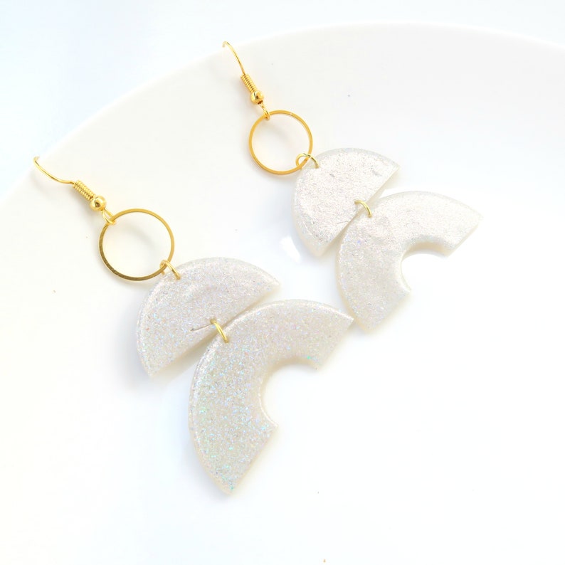 Holographic geometric earrings glitter statement arch and Etsy