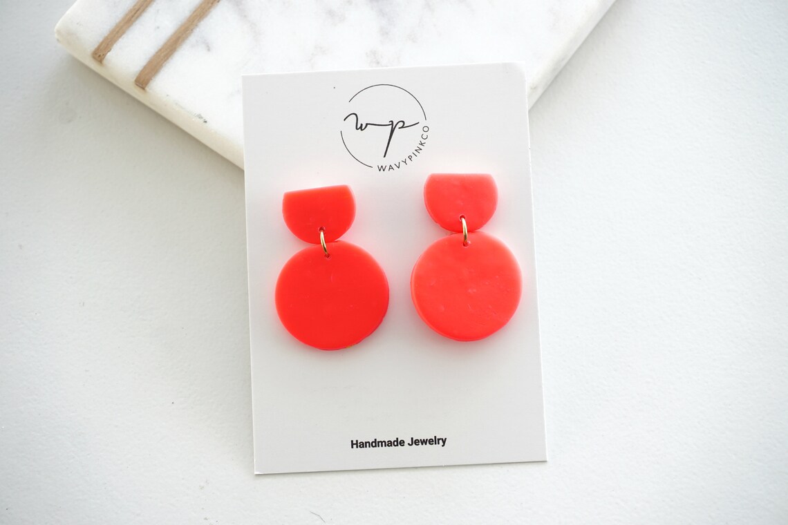 Neon Pink Earrings Handmade With Polymer Clayvibrant Summer Etsy