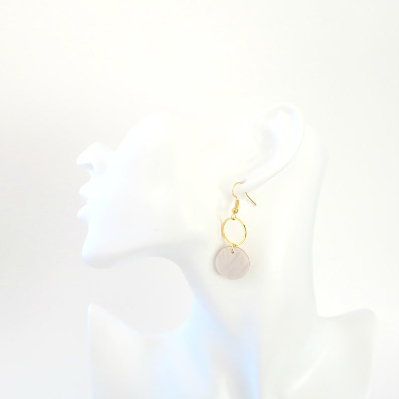 minimalist clay earrings delicate modern jewelry| White marble earrings handmade with polymer clay