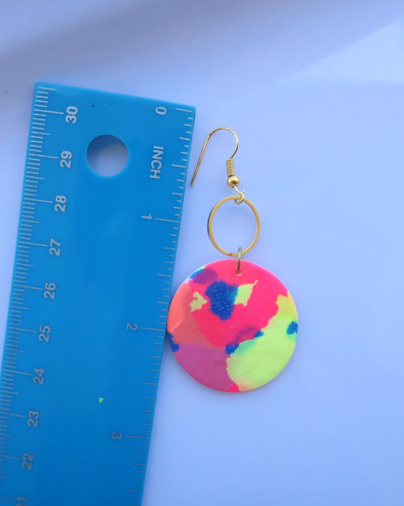 Multicolor Earrings Handmade With Polymer Clay Neon Clay Etsy