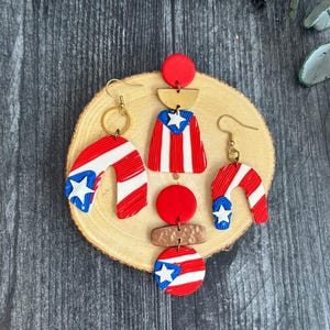 Puerto Rico Flag Polymer Clay Earrings: Old San Juan Inspired