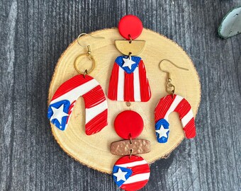 Puerto Rico Flag Polymer Clay Earrings: Old San Juan Inspired