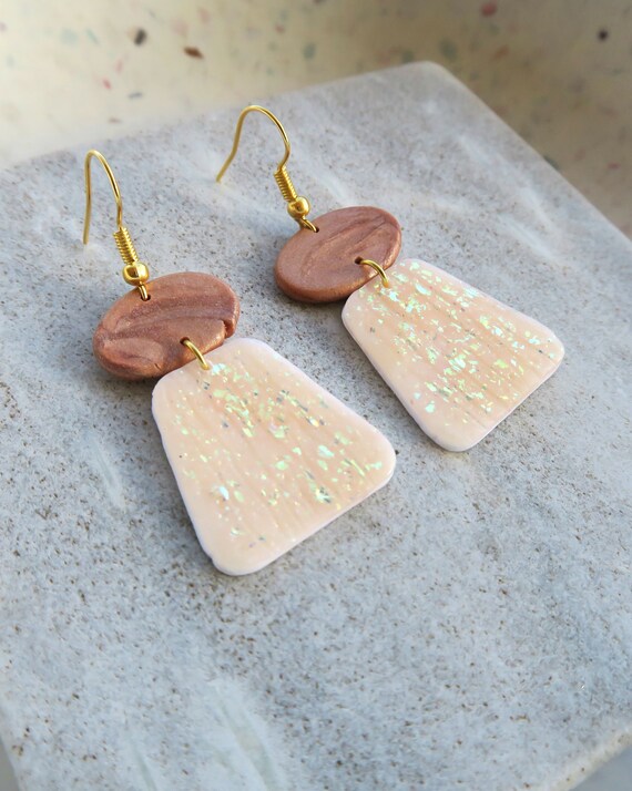 Gold Glitter Clay Earrings!
